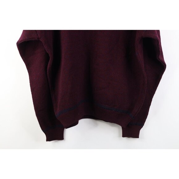 Vintage 90s Streetwear Mens XL Polka Dot Knit Crewneck Sweater Dark Purple - Picture 9 of 9